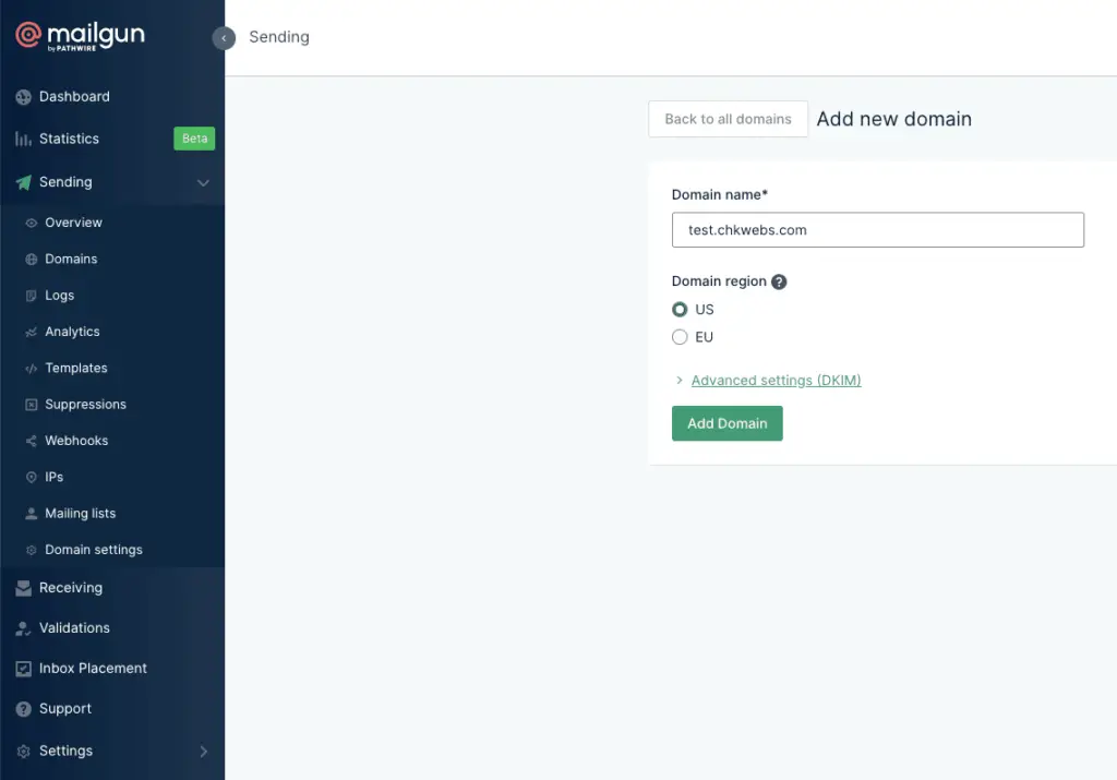วิธีการเพิ่ม Subdomain ในระบบ Mailgun