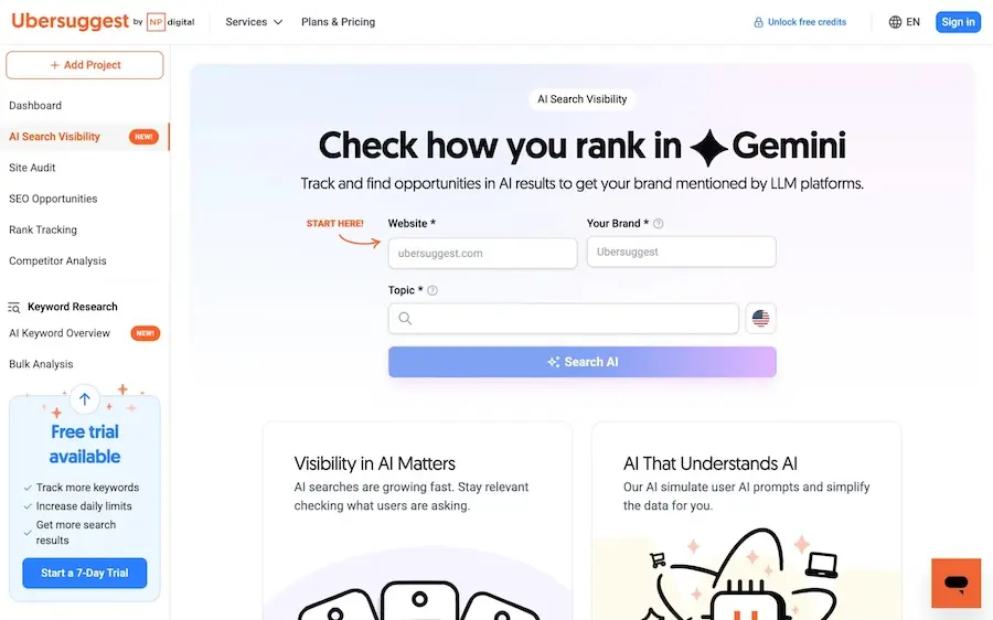 Ubersuggest AI Search Visibility